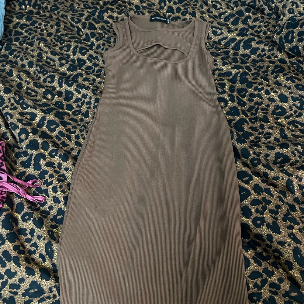 Pretty Little Thing brown mini dress